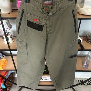 Split Womans Cargo Pants in Olive Green